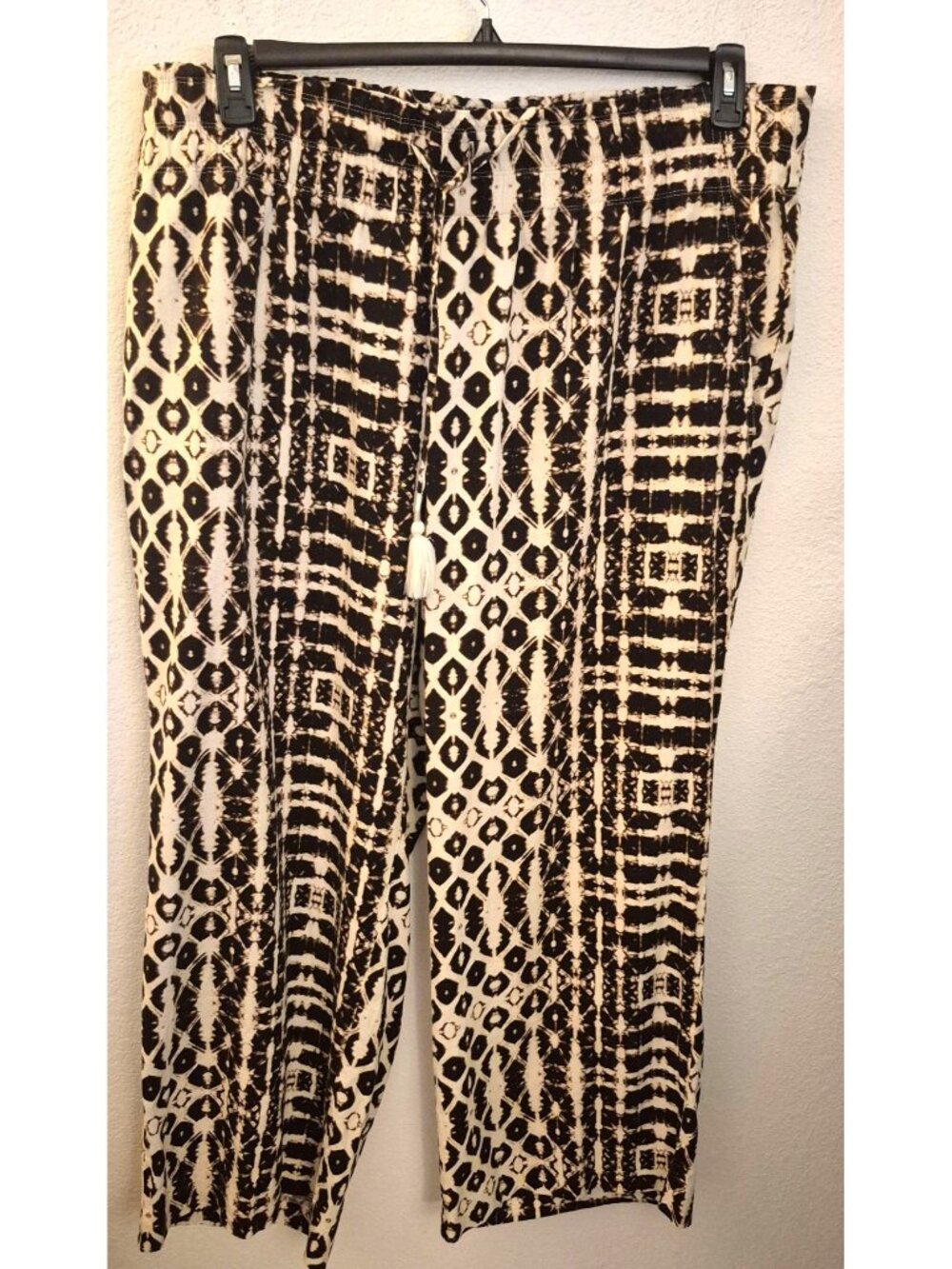 INC Brown/Cream Batik Boho Print Linen/Rayon Wide Leg Pants Size 3X EUC